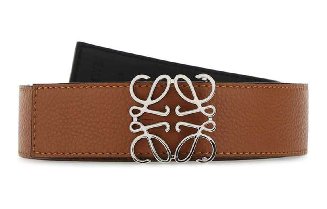 LOEWE Tan Leather Belt with Metal Buckle 3.5cm. E619Z20X04-2545
