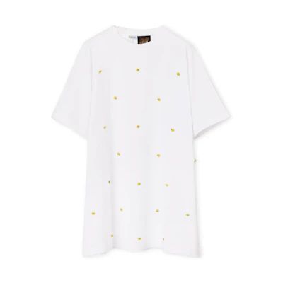 LOEWE Unisex Smiley Face Button Loose White T-Shirt S616341X70-2100