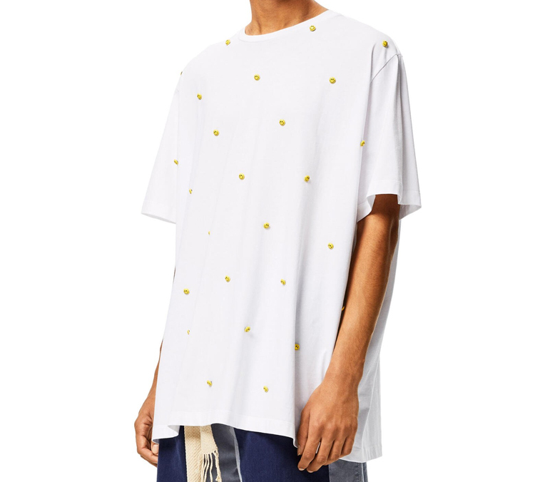 LOEWE Unisex Smiley Face Button Loose White T-Shirt S616341X70-2100 圖 4