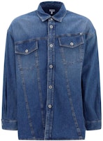 LOEWE Washed Denim Button-Up Shirt Blue FW22 Long Sleeve Casual Top H526Y05X17-5380 LOEWE Washed Denim Button-Up Shirt Blue FW22 Long Sleeve Casual Top H526Y05X17-5380