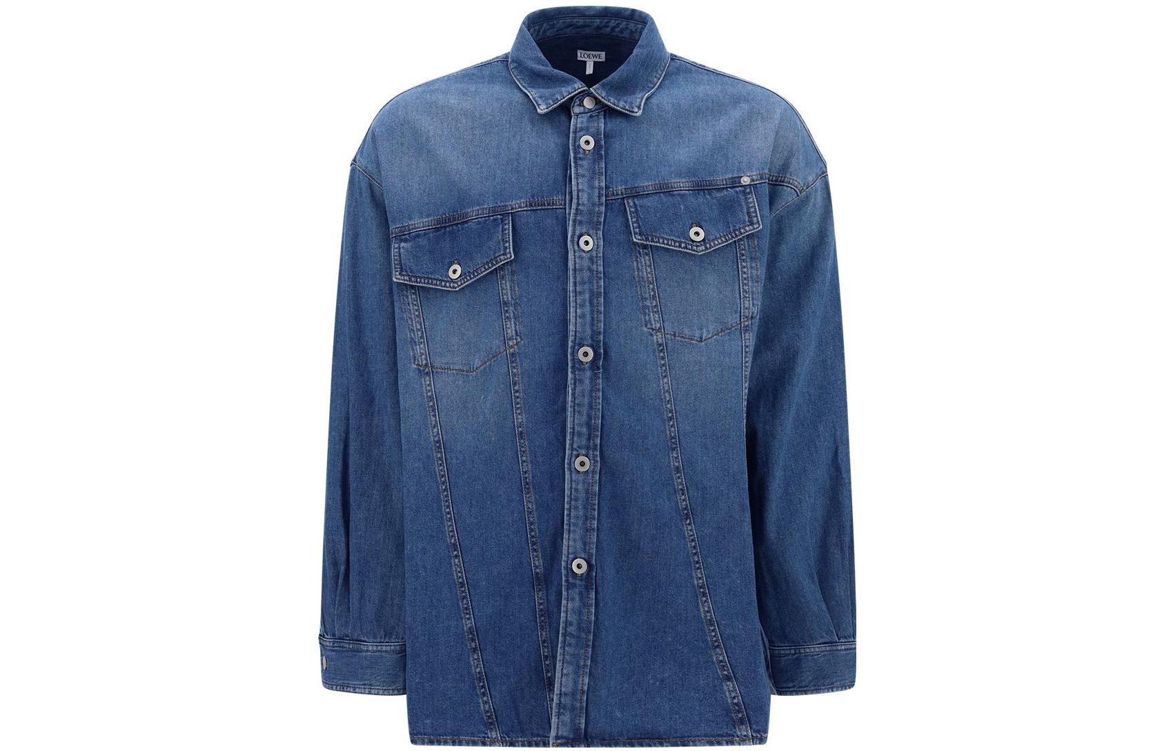 Order ロエベ ウォッシュデニム ボタンアップシャツ ブルー 長袖 カジュアルトップス FW22 H526Y05X17-5380