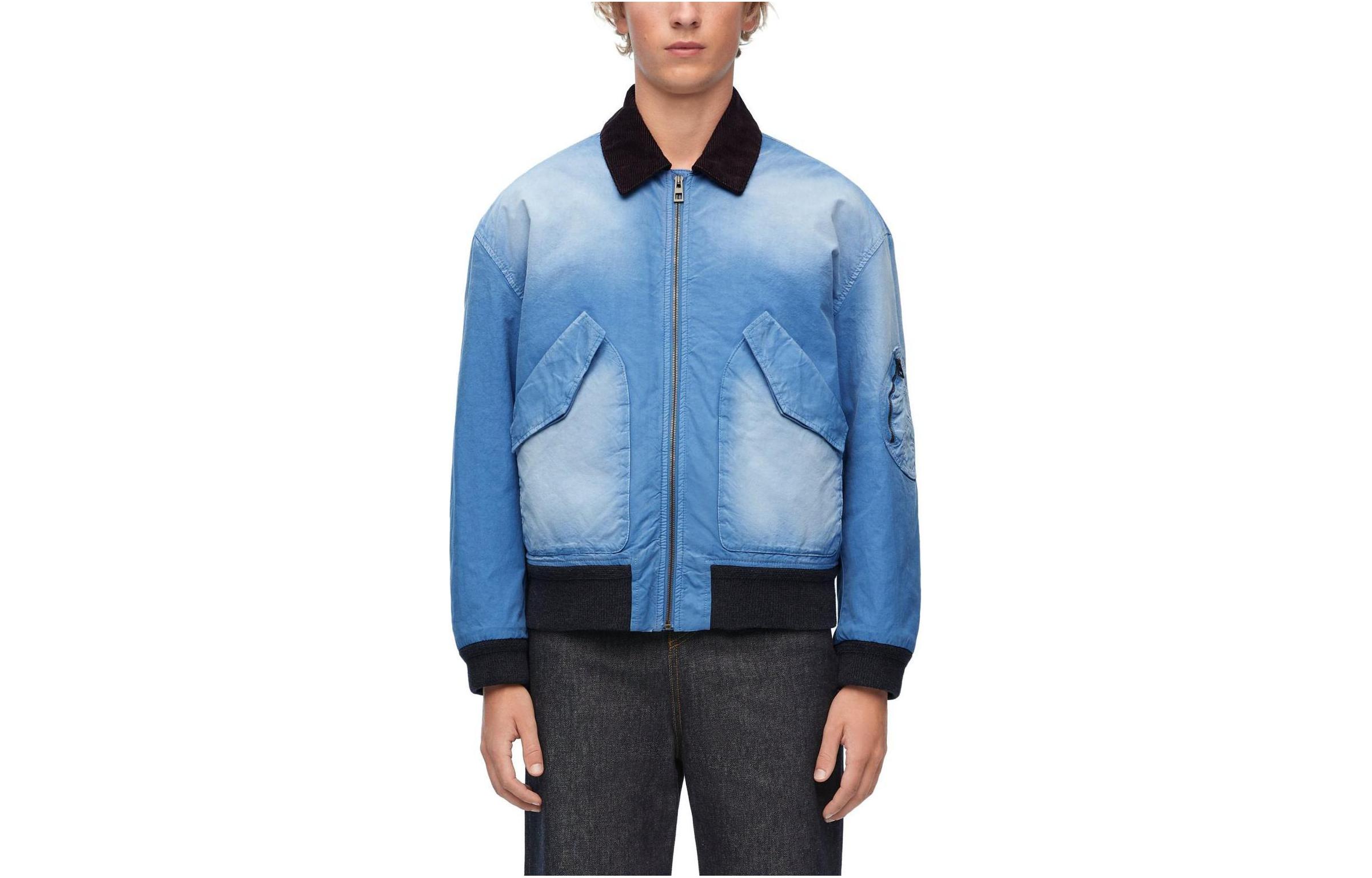 LOEWE Washed Indigo Flight Jacket with Zip and Folded Collar H526Y02X07-8383