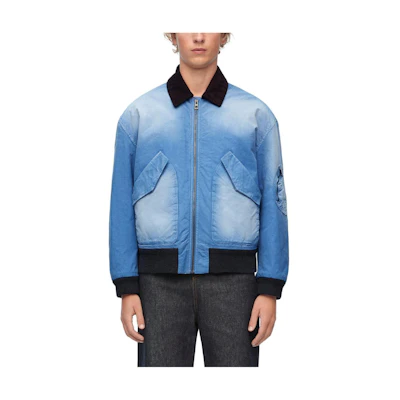 LOEWE Washed Indigo Flight Jacket with Zip and Folded Collar H526Y02X07-8383