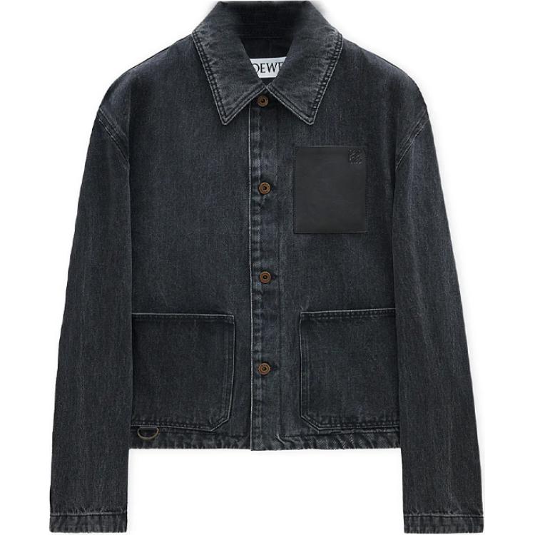 LOEWE Washed Logo Patch Pocket Denim Jacket Black  FW24. H526Y50W23-1100