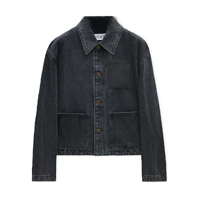 LOEWE Washed Logo Patch Pocket Denim Jacket Black FW24. H526Y50W23-1100