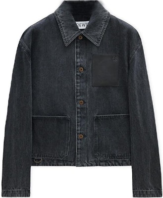 LOEWE Washed Logo Patch Pocket Denim Jacket Black FW24. H526Y50W23-1100 Order LOEWE Washed Logo Patch Pocket Denim Jacket Black FW24. H526Y50W23-1100