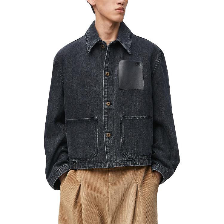 Lookbook LOEWE Washed Logo Patch Pocket Denim Jacket Black  FW24. H526Y50W23-1100