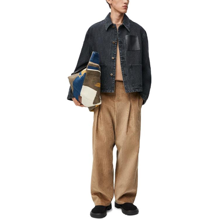 Shop LOEWE Washed Logo Patch Pocket Denim Jacket Black  FW24. H526Y50W23-1100