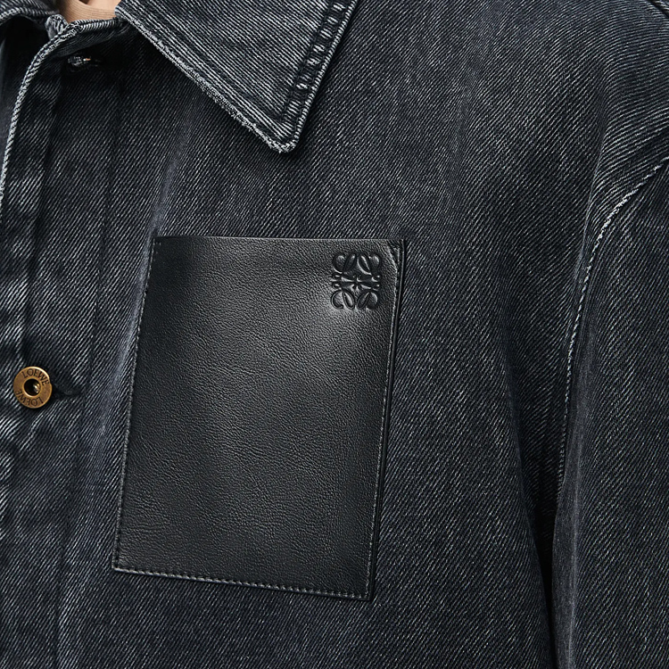 Purchase LOEWE Washed Logo Patch Pocket Denim Jacket Black  FW24. H526Y50W23-1100