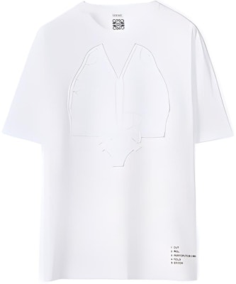 ロエベ ホワイト エレファント刺繍デザイン付きコットンTシャツ H526Y22J14-2100 Buy ロエベ ホワイト エレファント刺繍デザイン付きコットンTシャツ H526Y22J14-2100