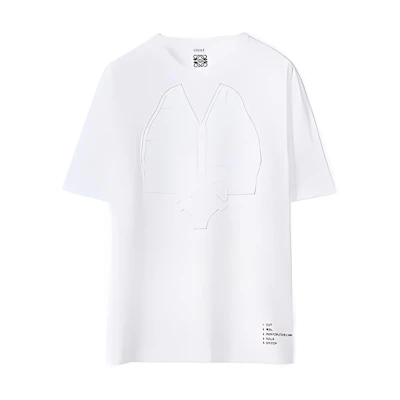 LOEWE White Cotton T-Shirt with Elephant Embroidery Design. H526Y22J14-2100