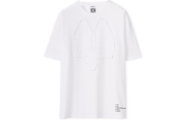 Order ロエベ ホワイト エレファント刺繍デザイン付きコットンTシャツ H526Y22J14-2100