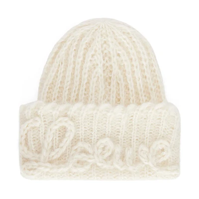 LOEWE White Knitted Wool Beanie Unisex Couple Style F811487X36