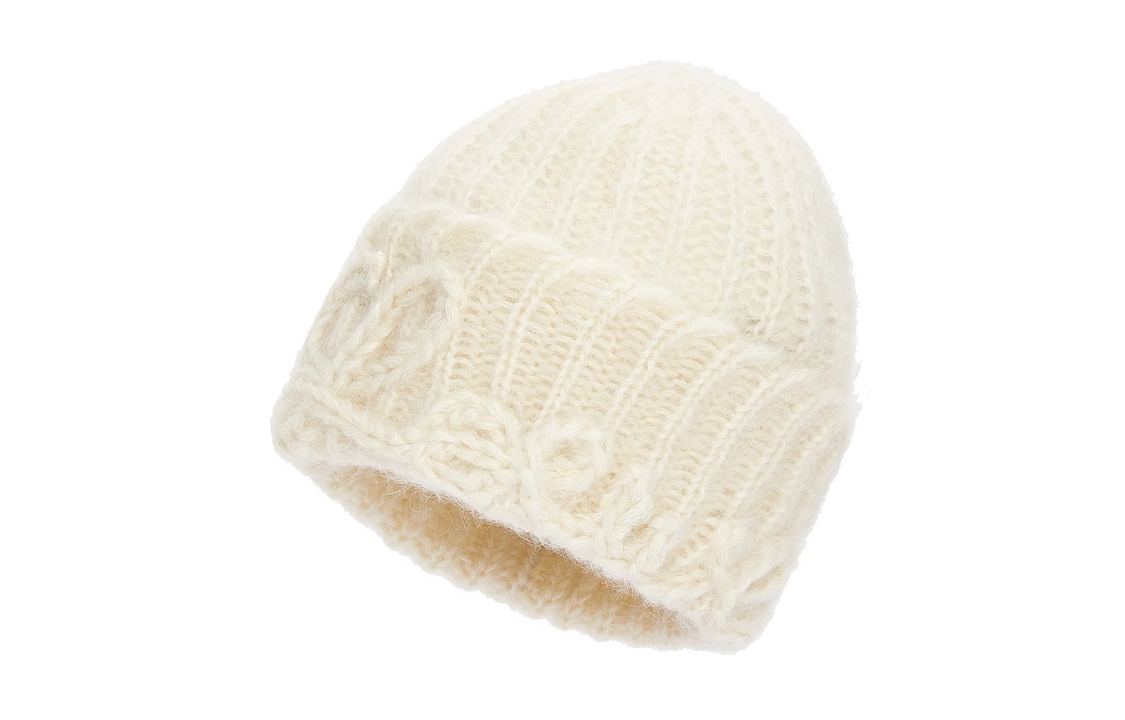 Lookbook LOEWE White Knitted Wool Beanie Unisex Couple Style F811487X36