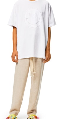 LOEWE 白色男女刺繡笑臉短袖T恤 S616341X20-2100 Shop LOEWE 白色男女刺繡笑臉短袖T恤 S616341X20-2100