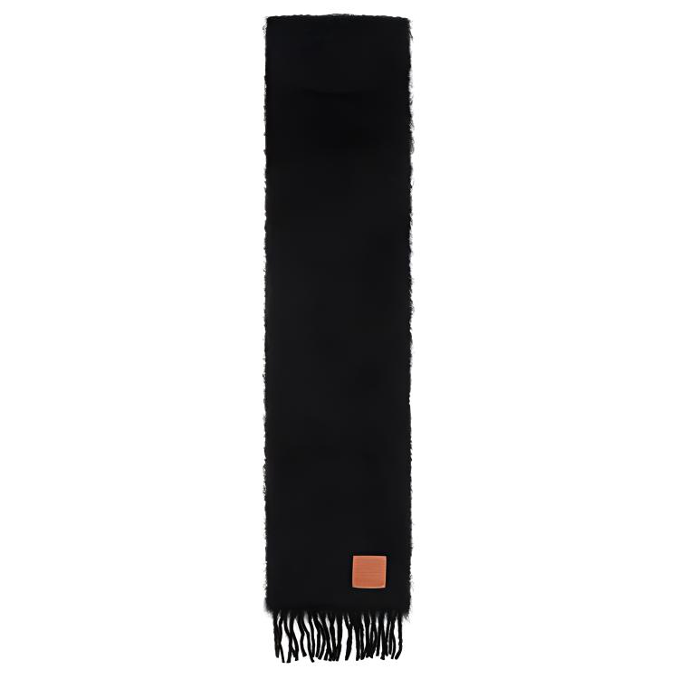 LOEWE Wool Knit Scarf Unisex Couples Black English Luxury Style. F655254X01-1100