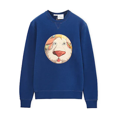 LOEWE Howl's Moving Castle Capsule SS23 Cartoon Animal Sweatshirt Indigo Unisex SB44Y24X02-5380