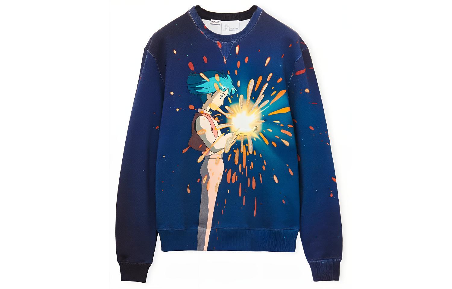 LOEWE Howl's Moving Castle SS23 Anime Print Pullover Sweatshirt Petrol Unisex SB44Y24X01-1200