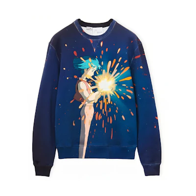 LOEWE Howl's Moving Castle SS23 Anime Print Pullover Sweatshirt Petrol Unisex SB44Y24X01-1200