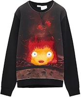 LOEWE x Howl's Moving Castle SS23 Black Flame Print Unisex Sweatshirt. SB44Y25X05-1489 LOEWE x Howl's Moving Castle SS23 Black Flame Print Unisex Sweatshirt. SB44Y25X05-1489