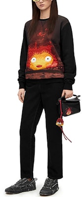 LOEWE x Howl's Moving Castle SS23 Black Flame Print Unisex Sweatshirt. SB44Y25X05-1489 Details for LOEWE x Howl's Moving Castle SS23 Black Flame Print Unisex Sweatshirt. SB44Y25X05-1489