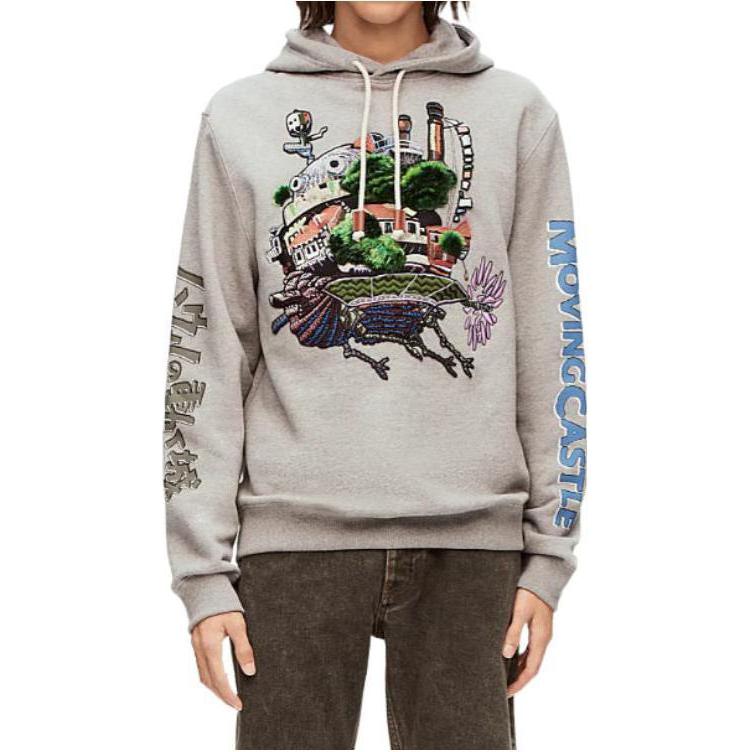 LOEWE Howl's Moving Castle SS23 Letter Anime Print Sweatshirt Unisex Grey HB44Y25X04-1120