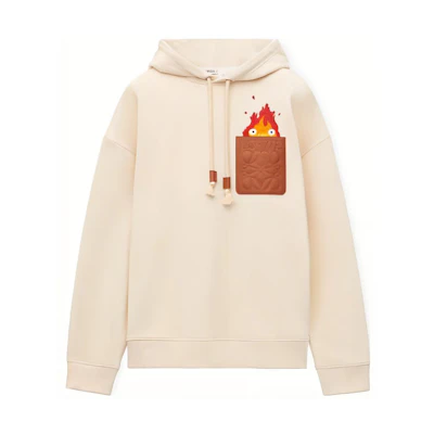 LOEWE Howl's Moving Castle SS23 Linen Beige Cartoon Hoodie Unisex Pullover HB44Y24X04-2370