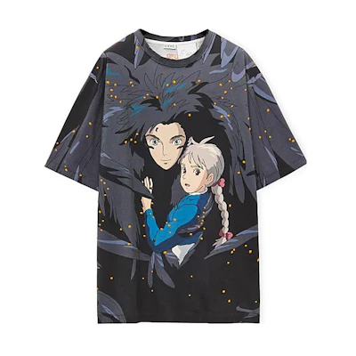 LOEWE Howl's Moving Castle SS23 Navy Cotton Cartoon Print Unisex T-Shirt. SB44Y22X16-5110