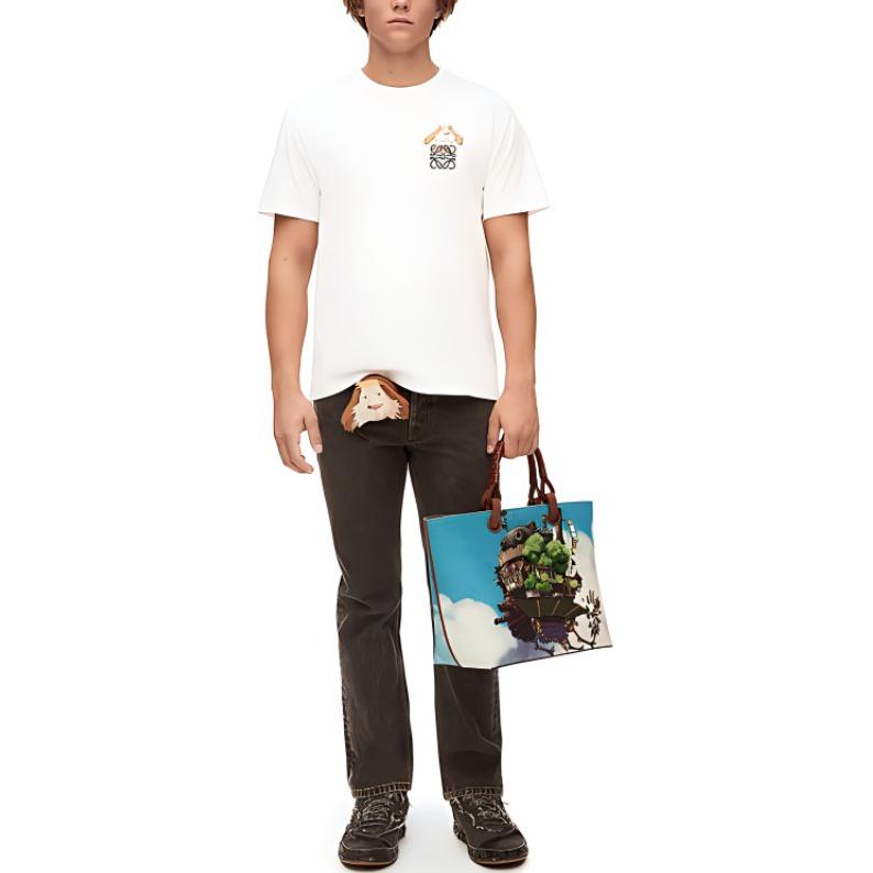 LOEWE Howl's Moving Castle SS23 Unisex White T-Shirt with Animal Cartoon Logo Print SB44Y22X15-2100 圖 3