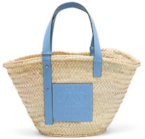 LOEWE x Howls Basket Bag In Palm Leaf And Calfskin Light Blue LOEWE x Howls Basket Bag In Palm Leaf And Calfskin Light Blue