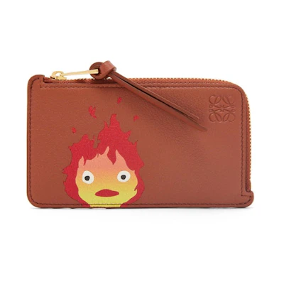 LOEWE x Howls Calcifer Coin Cardholder In Classic Calfskin Rust