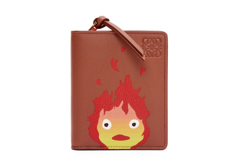 LOEWE x Howls Calcifer Compact Zip Wallet In Classic Calfskin Rust