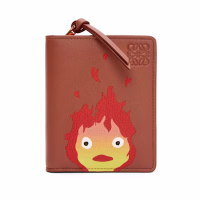 LOEWE x Howls Calcifer Compact Zip Wallet In Classic Calfskin Rust