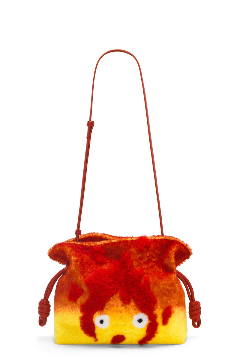 LOEWE x Howls Calcifer Flamenco Clutch In Shearling Red
