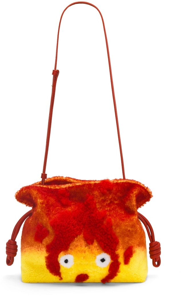 loewe-x-howls-calcifer-flamenco-clutch-in-shearling-red
