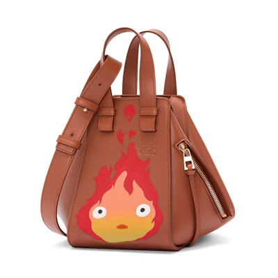 LOEWE x Howls Calcifer Hammock Compact Bag In Satin Calfskin Rust