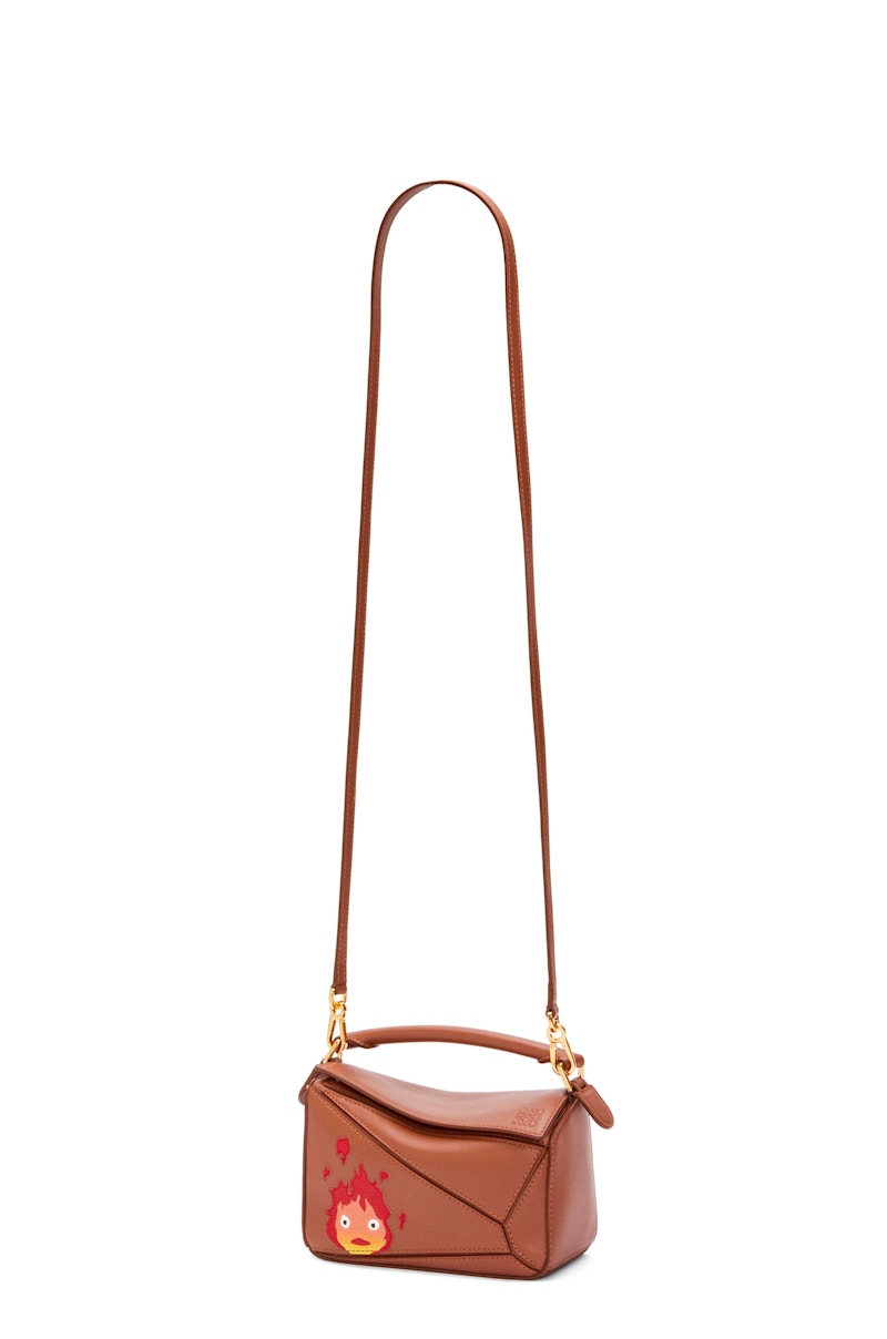 LOEWE x Howls Calcifer Mini Puzzle Bag In Satin Calfskin Rust