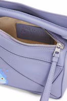 Lookbook LOEWE x Howls Calcifer Mini Puzzle Bag In Satin Calfskin Blueberry