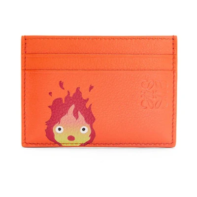 LOEWE x Howls Calcifer Plain Cardholder In Classic Calfskin Orange