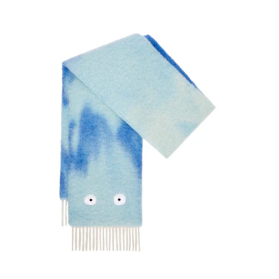 LOEWE x Howls Calcifer Scarf In Mohair And Wool Blend Blue/Light Blue