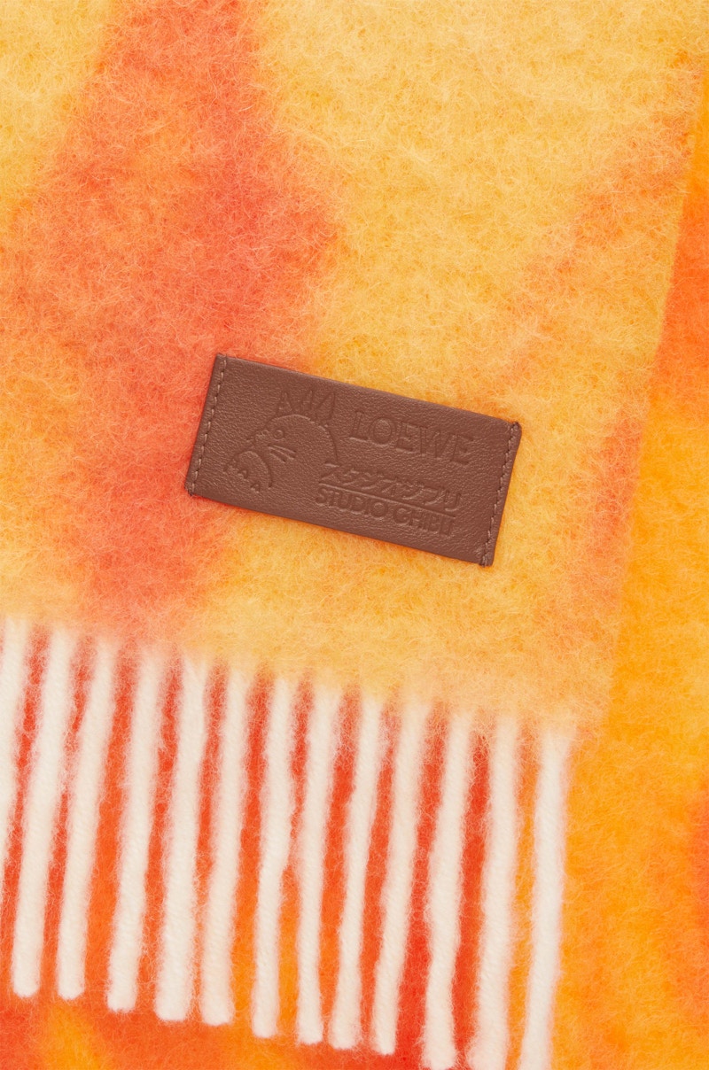 Order 로에베 x 하울의 캘시퍼 스카프, 모헤어 및 울 혼합, 오렌지/레드색