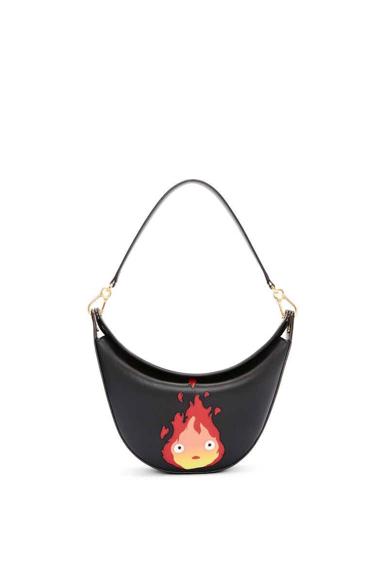 LOEWE x Howls Calcifer Small LOEWE Luna Bag In Satin Calfskin Black