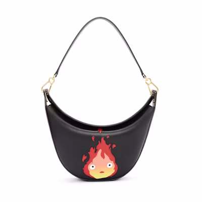 LOEWE x Howls Calcifer Small LOEWE Luna Bag In Satin Calfskin Black
