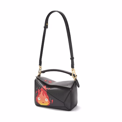 LOEWE x Howls Calcifer Small Puzzle Bag In Satin Calfskin And Crystal Black