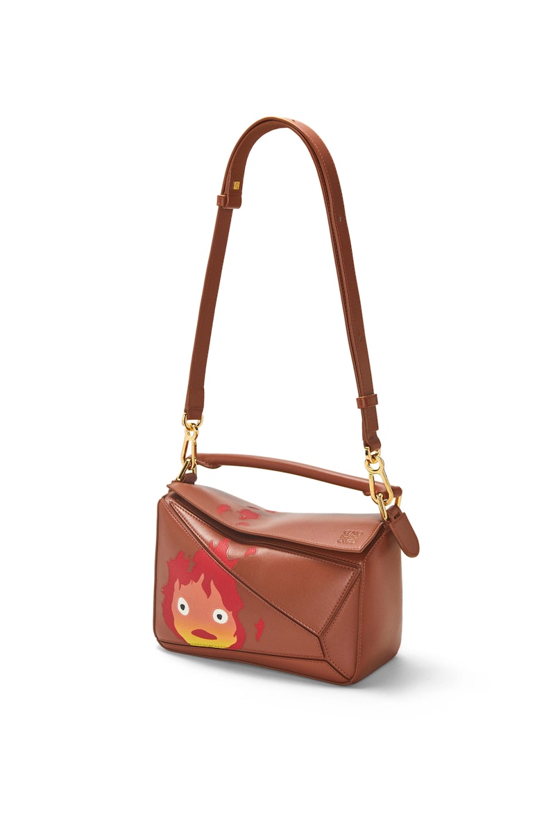 LOEWE x Howls Calcifer Small Puzzle Bag In Satin Calfskin Rust
