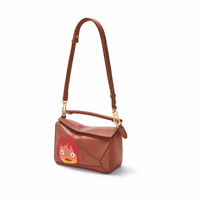 LOEWE x Howls Calcifer Small Puzzle Bag In Satin Calfskin Rust