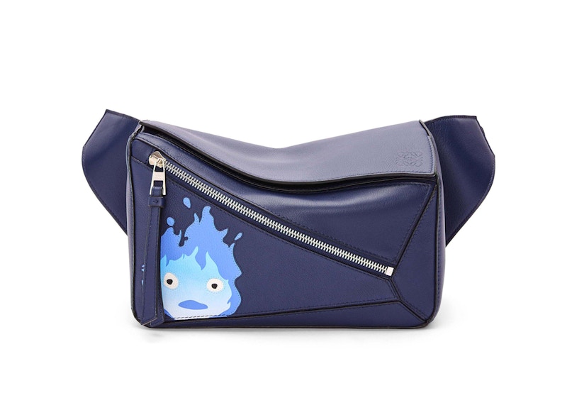 LOEWE x Howls Calcifer Small Puzzle Bumbag In Classic Calfskin Marine