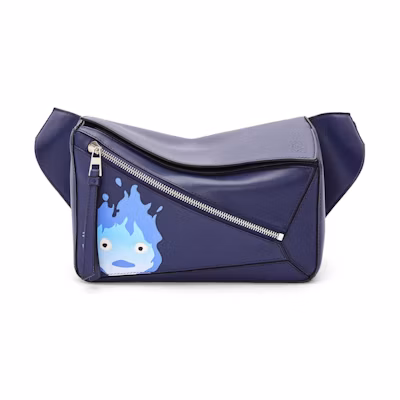 LOEWE x Howls Calcifer Small Puzzle Bumbag In Classic Calfskin Marine