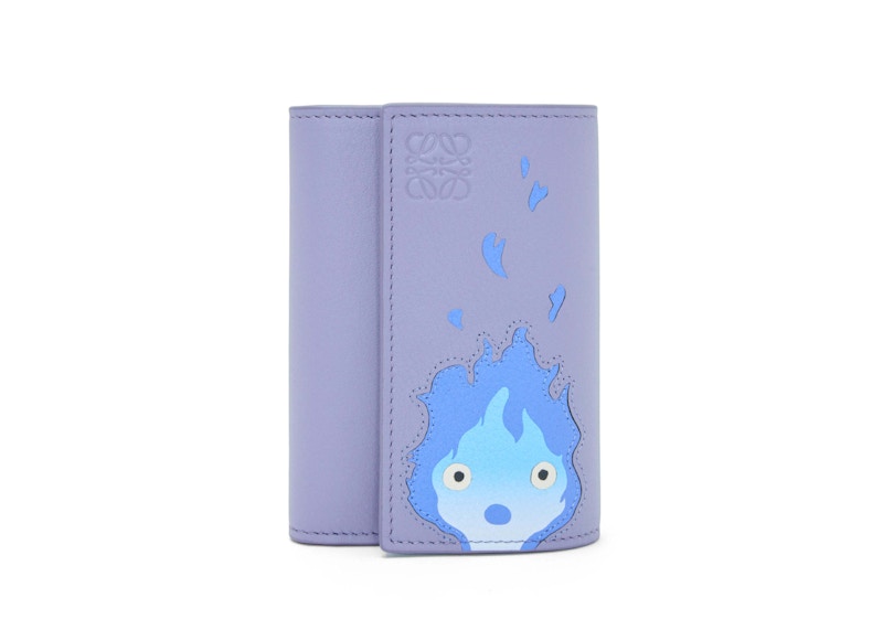 LOEWE x Howls Calcifer Small Vertical Wallet In Classic Calfskin Blueberry