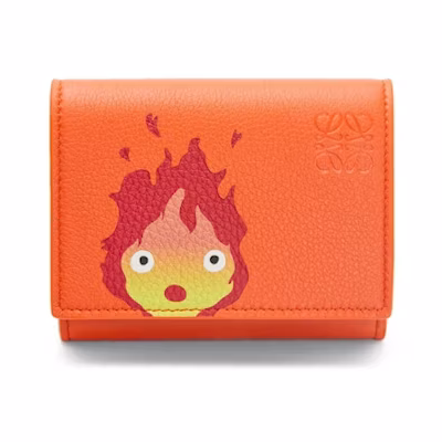 LOEWE x Howls Calcifer Trifold Wallet In Classic Calfskin Orange